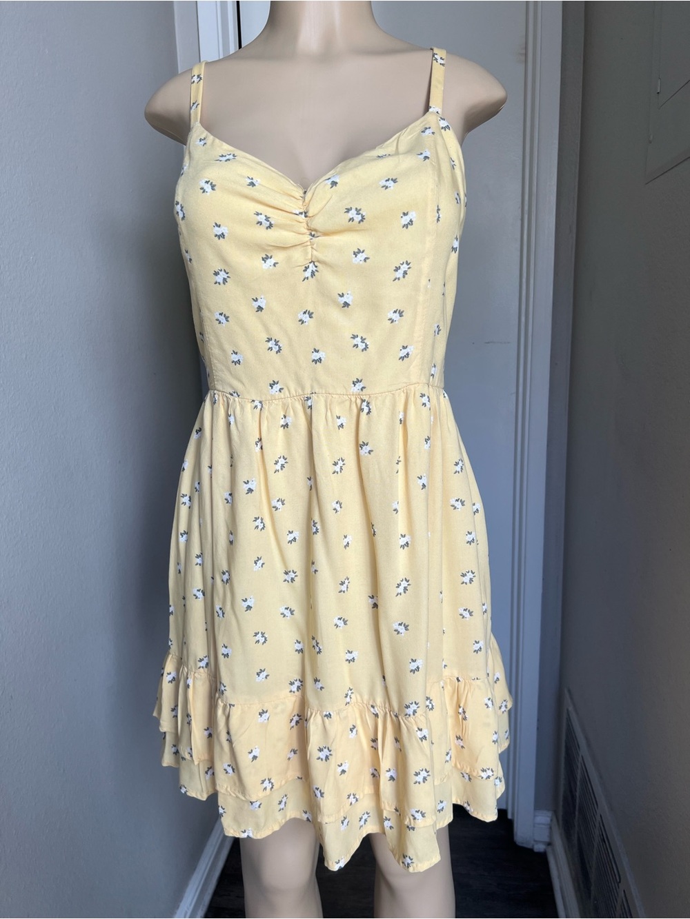 Hollister Pale Yellow Floral Mini Dress